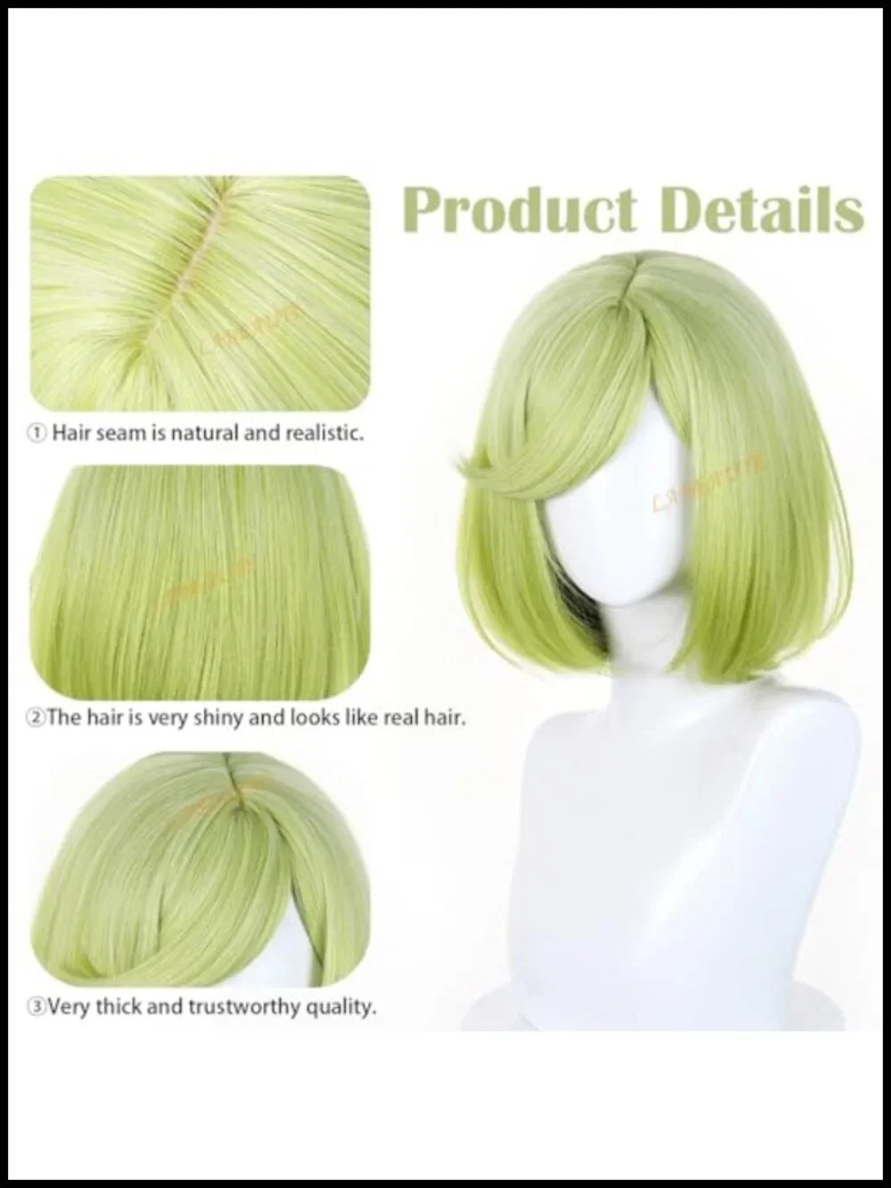Green Short Bob Cosplay Wig Heat Resistant Synthetic Hair for Witch Hat Atelier
